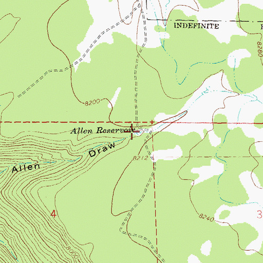 Topographic Map of Allen Reservoir, CO