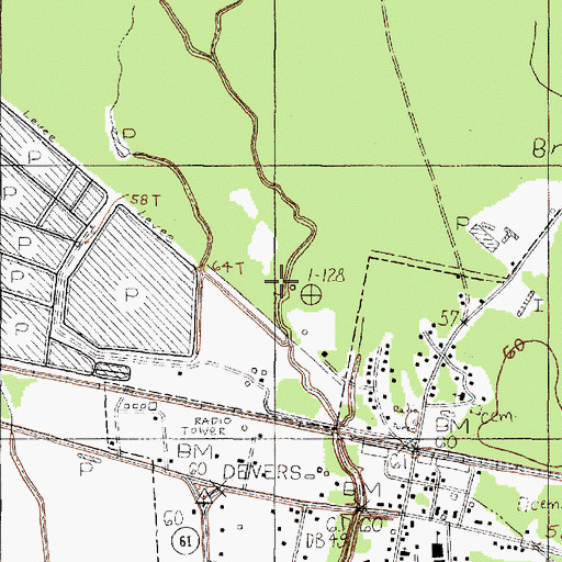 Topographic Map of Meche Reservoir, TX
