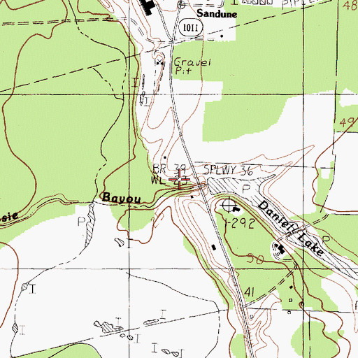 Topographic Map of Daniels Lake, TX