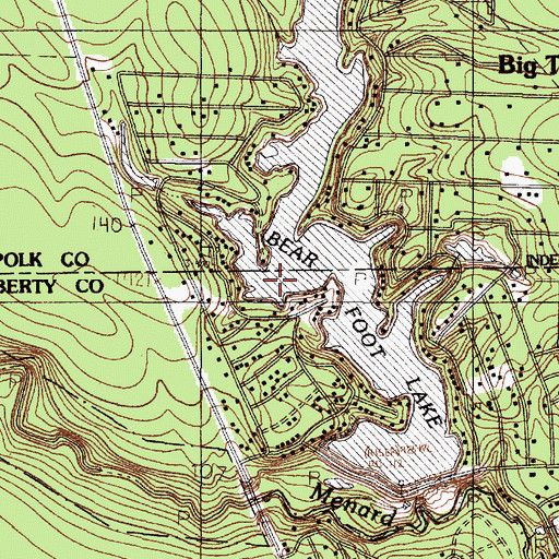 Topographic Map of Bearfoot Lake, TX