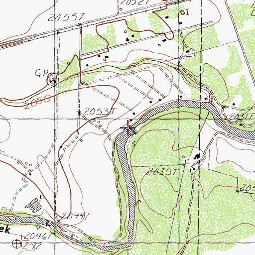 Topographic Map of Metcalfes Spring Creek Dam, TX