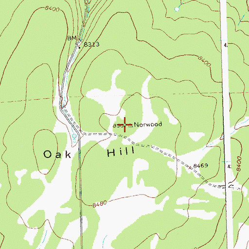 Topographic Map of Oak Hill, CO