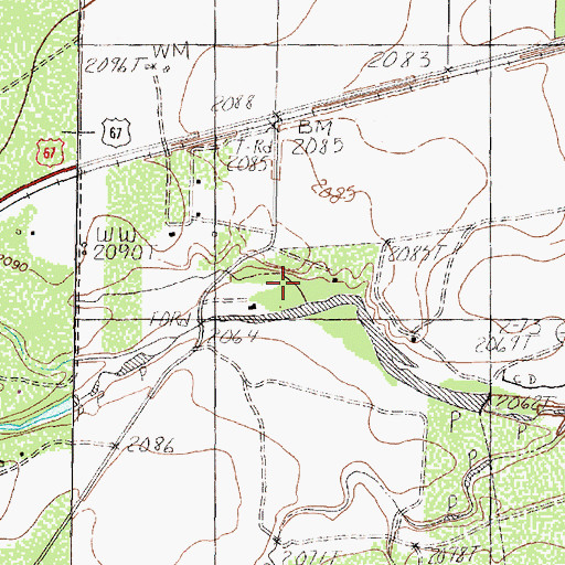 Topographic Map of Ball Dam, TX