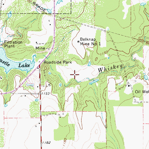 Topographic Map of Whiskey Creek Reservoir, TX