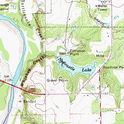 Topographic Map of Newcastle Dam, TX