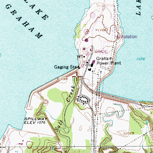 Topographic Map of Lake Graham Dam, TX