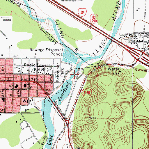 Topographic Map of Kimble County WCID Lake, TX