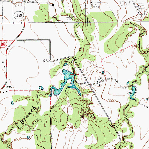 Topographic Map of Engler Lake Dam, TX