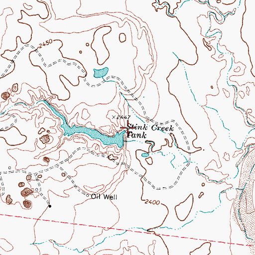 Topographic Map of Stink Creek Tank Dam, TX