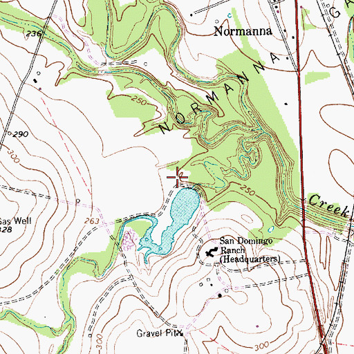 Topographic Map of Dougherty Reservoir Dam, TX