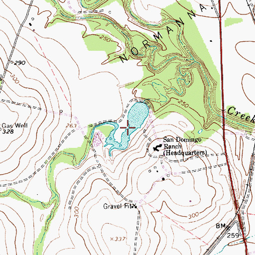 Topographic Map of Dougherty Reservoir, TX