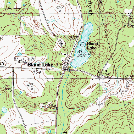 Topographic Map of Bland Lake Dam, TX