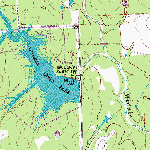 Topographic Map of Lake Sheridan Dam, TX