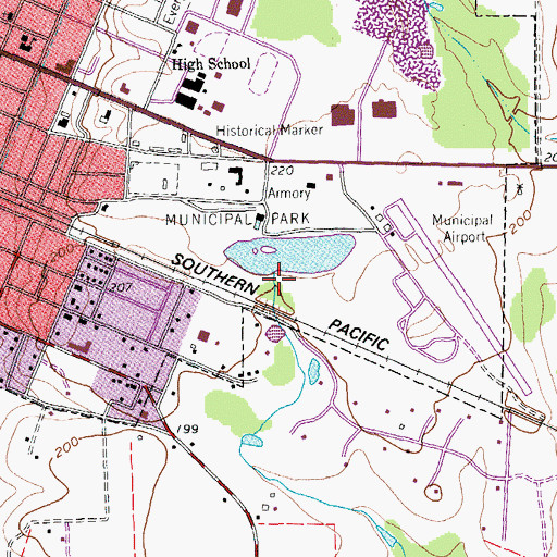 Topographic Map of City of Cuero Dam, TX