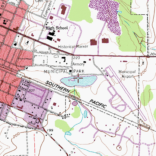 Topographic Map of City of Cuero Lake, TX
