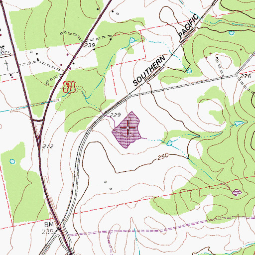 Topographic Map of Soil Conservation Service Site 1 Reservoir, TX