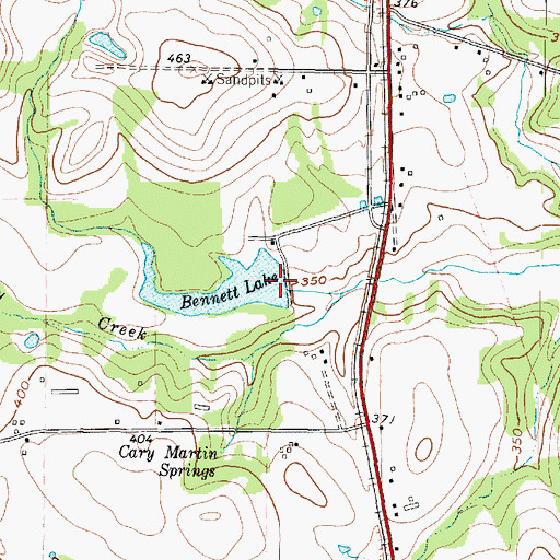 Topographic Map of Bennett Dam, TX