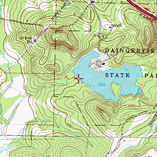 Topographic Map of Daingerfield State Park Dam, TX