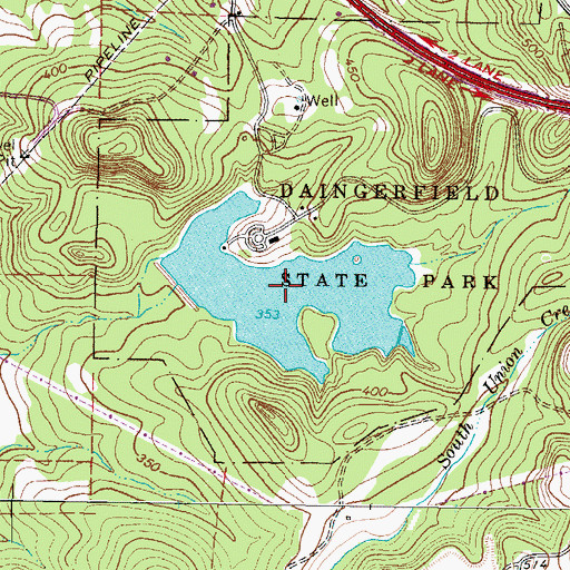 Topographic Map of Daingerfield State Park Lake, TX