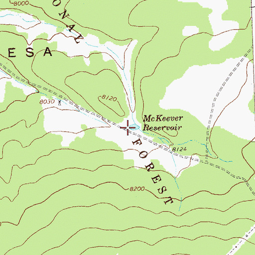Topographic Map of McKeever Reservoir, CO