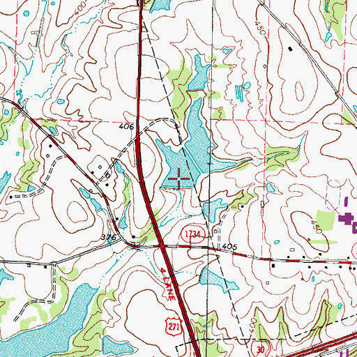Topographic Map of John W May Lake Dam, TX