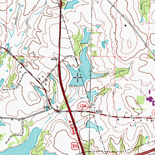 Topographic Map of John W May Lake, TX