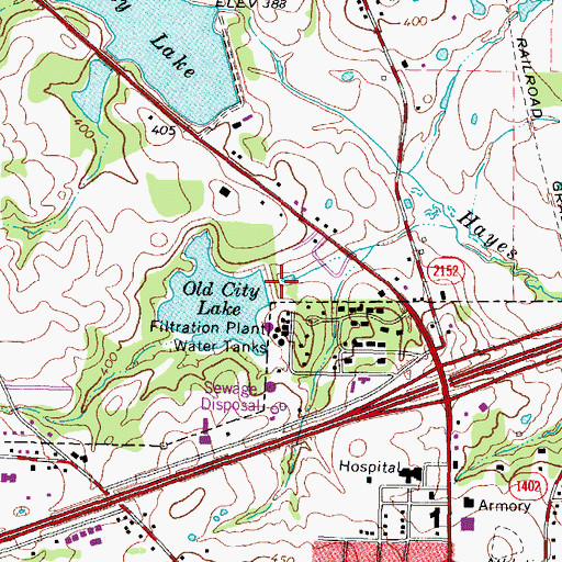 Topographic Map of Old City Lake Dam, TX