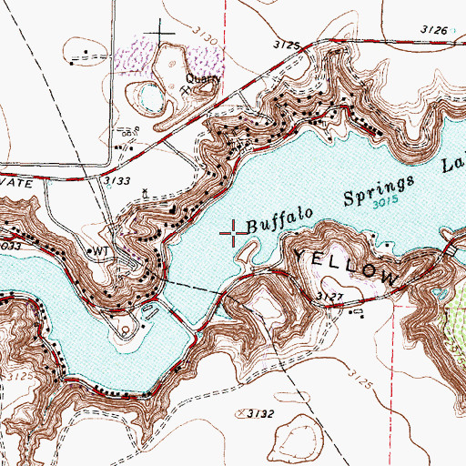 Topographic Map of Buffalo Springs Lake, TX