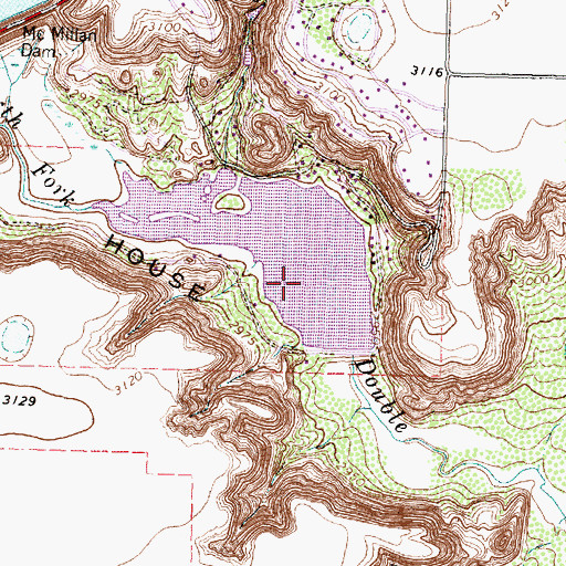 Topographic Map of Lake Ransom Canyon Dam, TX