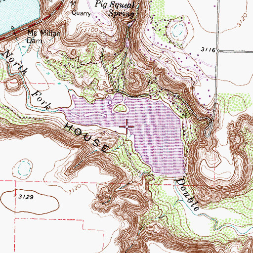 Topographic Map of Lake Ransom Canyon, TX
