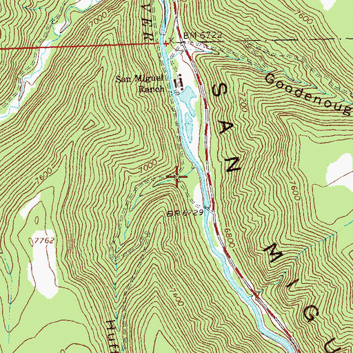 Topographic Map of Huff Gulch, CO