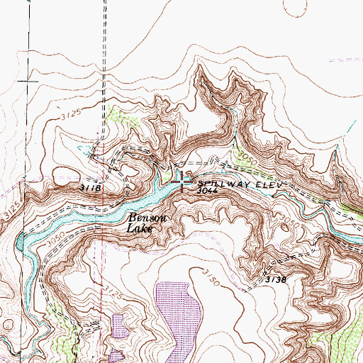 Topographic Map of Benson Lake Dam, TX