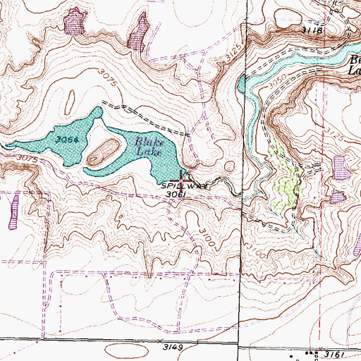 Topographic Map of Blake Lake Dam, TX