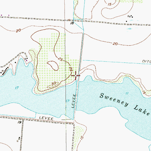 Topographic Map of Sweeney Lake West Dam, TX
