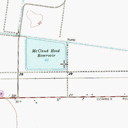 Topographic Map of McCloud-Hood Levee, TX