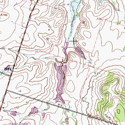 Topographic Map of John M Brinegar Dam, TX
