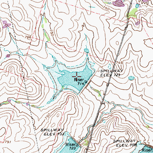 Topographic Map of Soil Conservation Service Site 1 Reservoir, TX