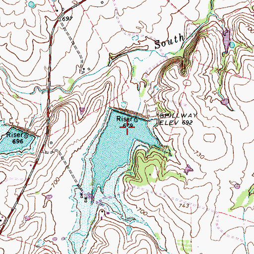 Topographic Map of Soil Conservation Service Site 2 Dam, TX