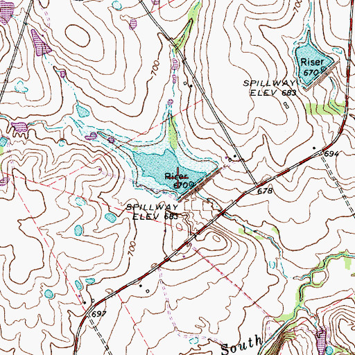 Topographic Map of Soil Conservation Service Site 3 Dam, TX