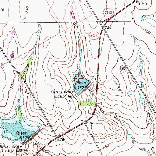 Topographic Map of Soil Conservation Service Site 19 Reservoir, TX