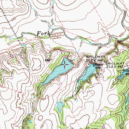 Topographic Map of Soil Conservation Service Site 20 Reservoir, TX