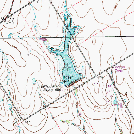Topographic Map of Soil Conservation Service Site 21 Reservoir, TX