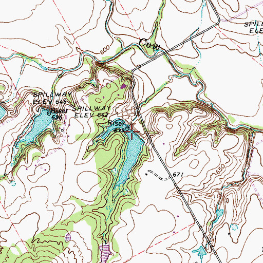 Topographic Map of Soil Conservation Service Site 22 Dam, TX