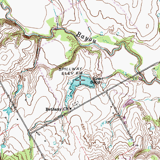 Topographic Map of Soil Conservation Service Site 24 Reservoir, TX