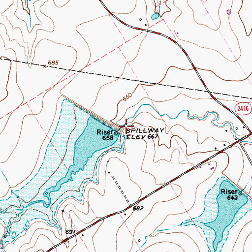 Topographic Map of Soil Conservation Service Site 10 Dam, TX