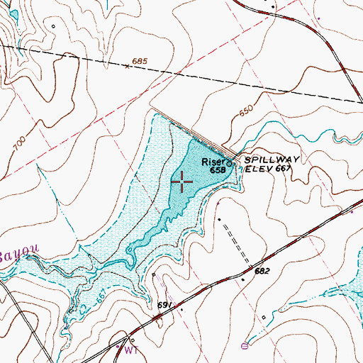 Topographic Map of Soil Conservation Service Site 10 Reservoir, TX