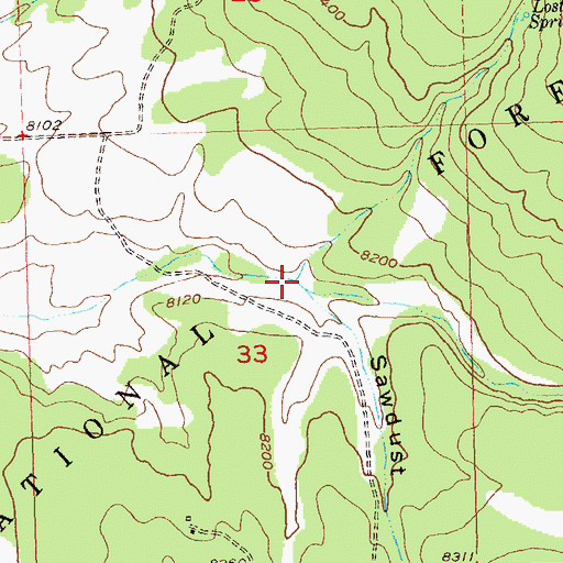 Topographic Map of Sawdust Gulch, CO