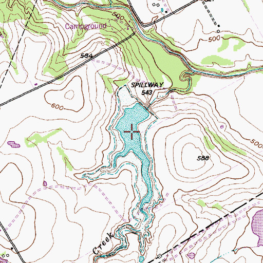 Topographic Map of Soil Conservation Service Site 6 Reservoir, TX