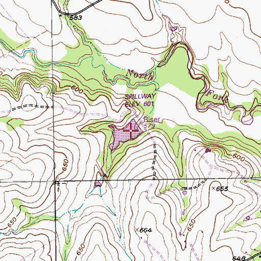 Topographic Map of Soil Conservation Service Site 12 Dam, TX