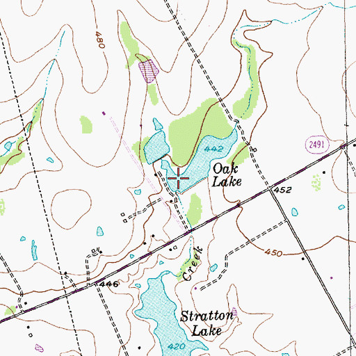 Topographic Map of Oak Lake Dam, TX